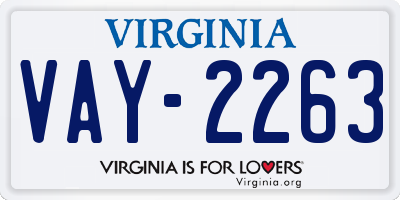 VA license plate VAY2263
