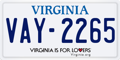 VA license plate VAY2265