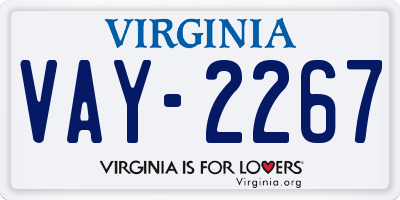VA license plate VAY2267