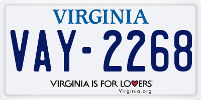 VA license plate VAY2268