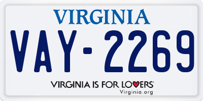 VA license plate VAY2269