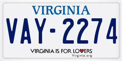 VA license plate VAY2274