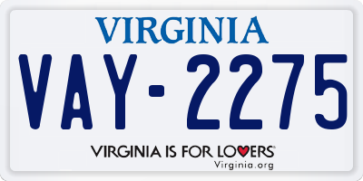 VA license plate VAY2275