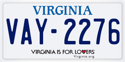 VA license plate VAY2276