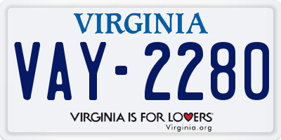 VA license plate VAY2280