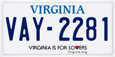 VA license plate VAY2281