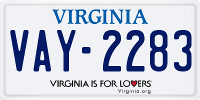 VA license plate VAY2283