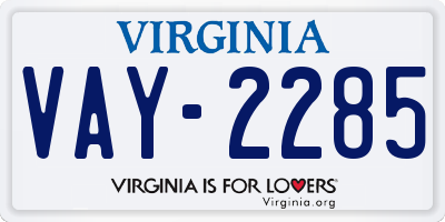 VA license plate VAY2285