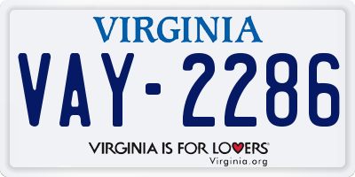 VA license plate VAY2286