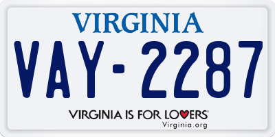 VA license plate VAY2287