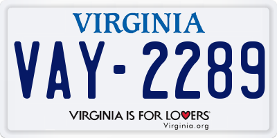VA license plate VAY2289