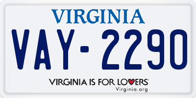 VA license plate VAY2290