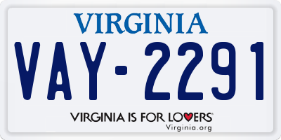 VA license plate VAY2291