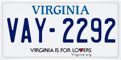 VA license plate VAY2292