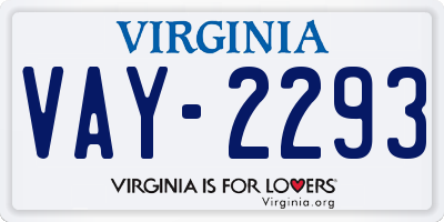 VA license plate VAY2293