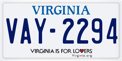 VA license plate VAY2294