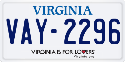 VA license plate VAY2296