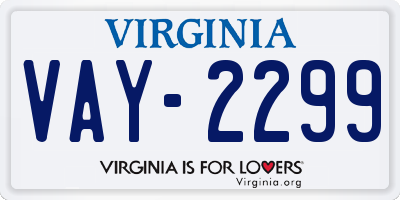 VA license plate VAY2299