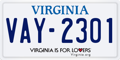 VA license plate VAY2301