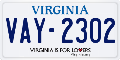 VA license plate VAY2302