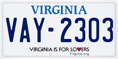 VA license plate VAY2303