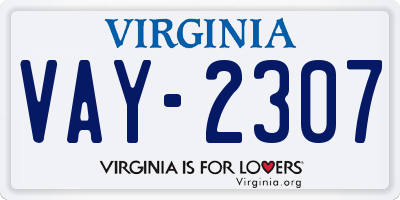 VA license plate VAY2307