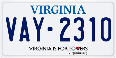 VA license plate VAY2310