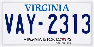 VA license plate VAY2313