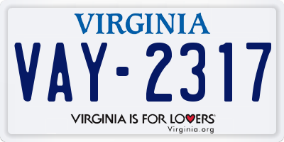 VA license plate VAY2317