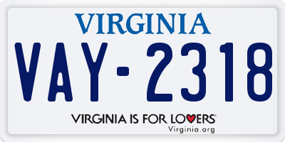 VA license plate VAY2318
