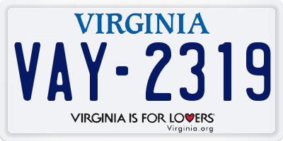 VA license plate VAY2319