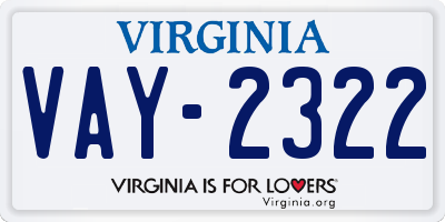 VA license plate VAY2322