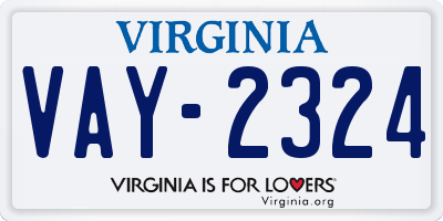 VA license plate VAY2324