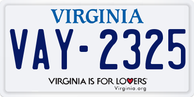VA license plate VAY2325