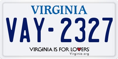 VA license plate VAY2327