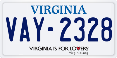 VA license plate VAY2328