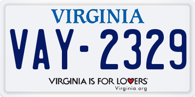 VA license plate VAY2329