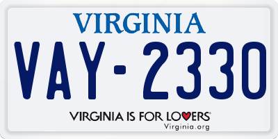 VA license plate VAY2330