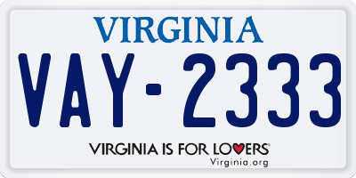 VA license plate VAY2333
