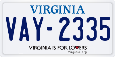 VA license plate VAY2335