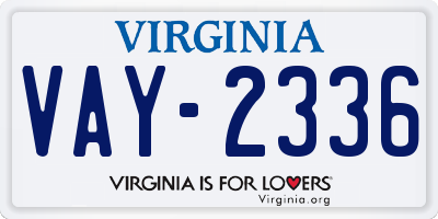 VA license plate VAY2336