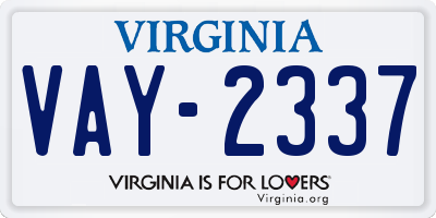 VA license plate VAY2337