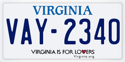 VA license plate VAY2340