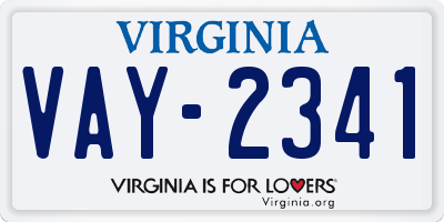 VA license plate VAY2341