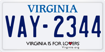 VA license plate VAY2344