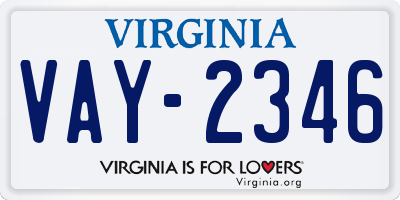 VA license plate VAY2346
