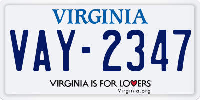 VA license plate VAY2347
