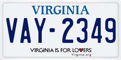 VA license plate VAY2349
