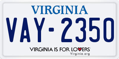 VA license plate VAY2350