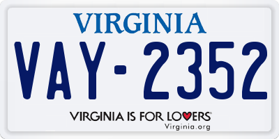 VA license plate VAY2352